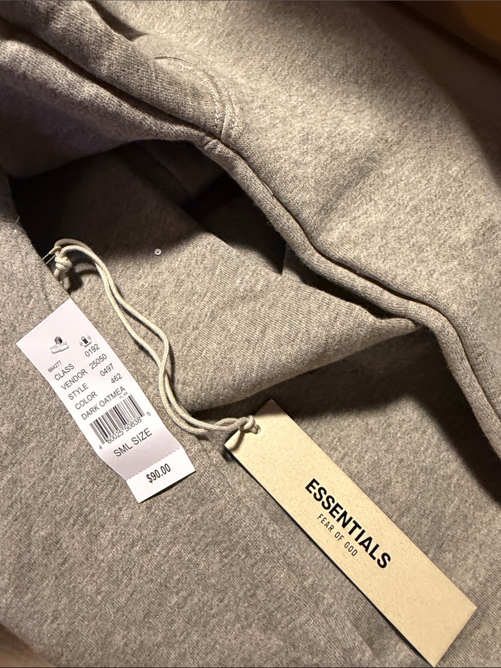 Essentials Grey Hoodie with Black Fear of God Logo - Picture 2 of 6
